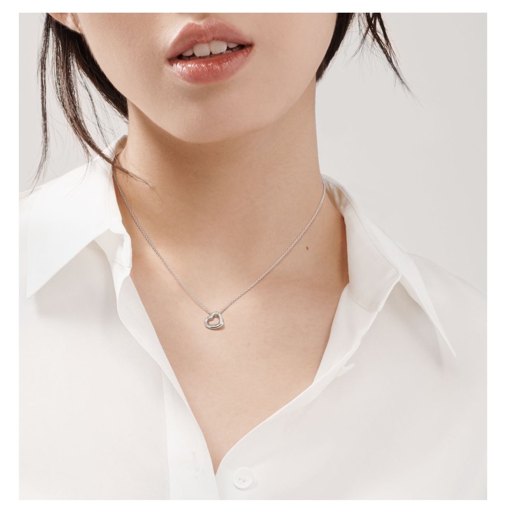 Tiffany Open Heart Pendant Necklace - Silver - Picture 5 of 5
